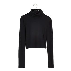 Madewell Brightside Finerib Cropped Turtleneck - True Black. Small, NWT